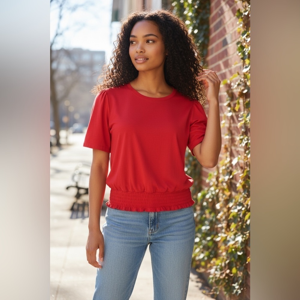 Michael Kors Vibrant Red Short Sleeve Top. Size XL.